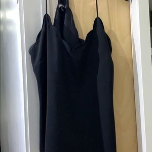 Black Scalloped Tank Top